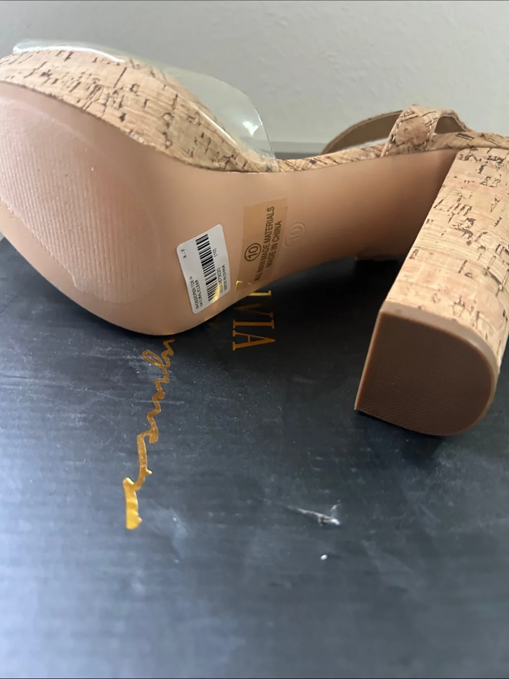 Olivia Platform Sandal in Natural with Clear Strap